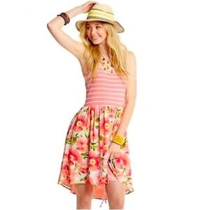 Matilda Jane Women's Macaron Happy and Free Sundress Pink Florals/Stripes Size M
